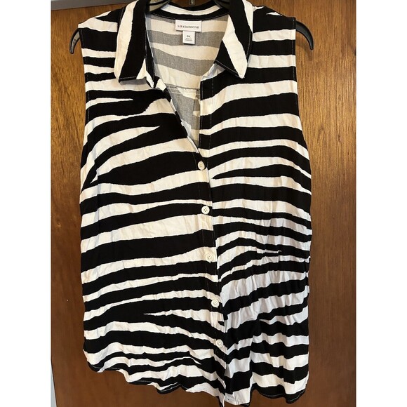 Liz Claiborne Tops - Liz Claiborne Blouse casual shirt top Zebra size 0X stretchy Sleeveless Silky
